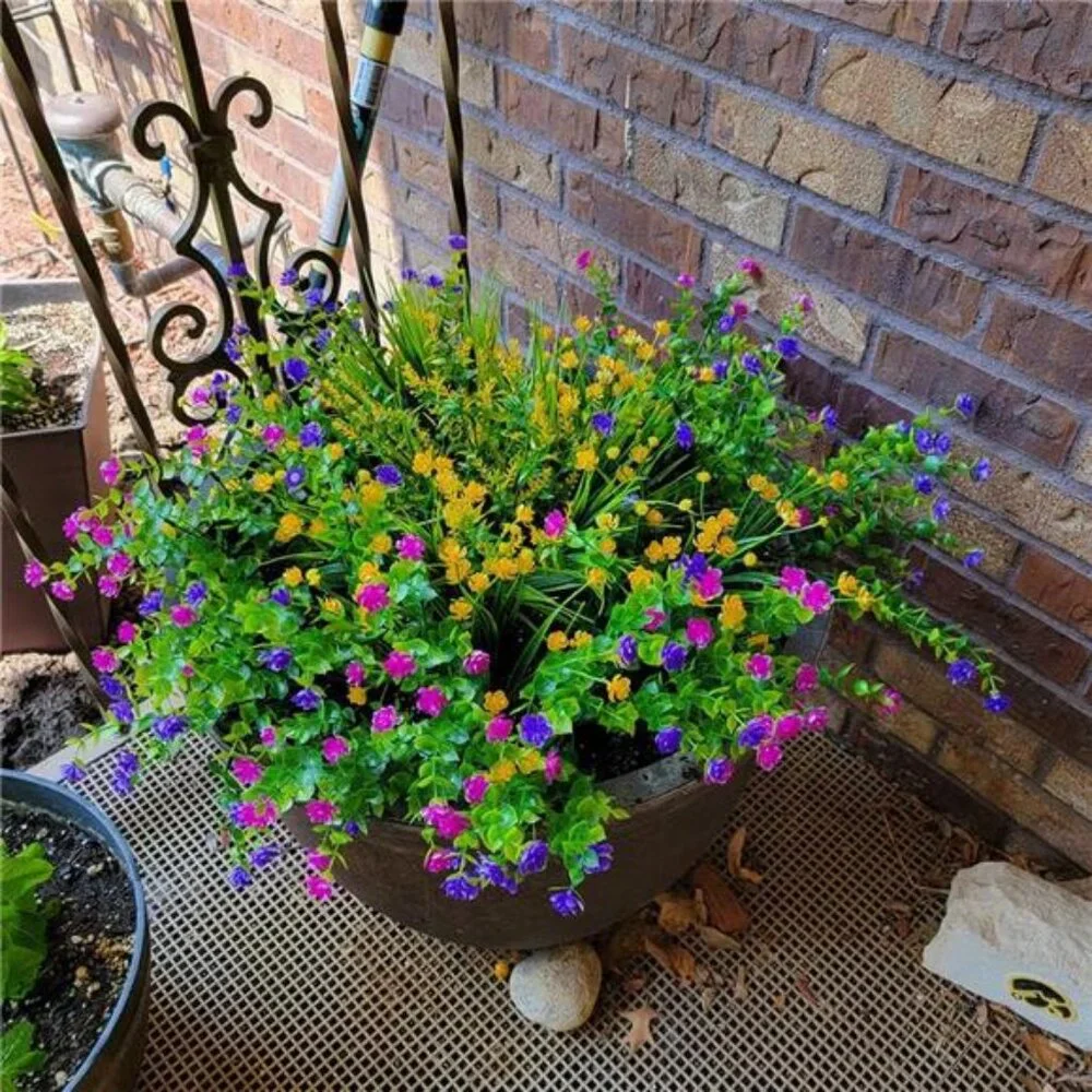 12 Bundles Outdoor Artificial Fake Flowers UV Resistant No Fade Boxwood